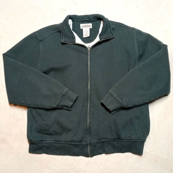 LL Bean Katahdin Iron Works Sweatshirt Mens Large Sherpa Lined Zip Up Jacket - Picture 1 of 9